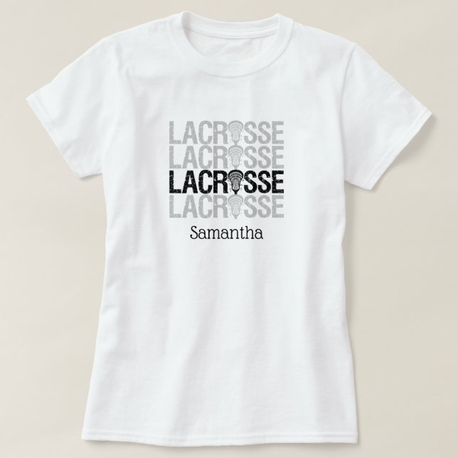 Camiseta Palabra Lacrosse con problemas negros (Diseño del anverso)