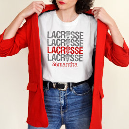 Camiseta Palabra Lacrosse con problemas rojos