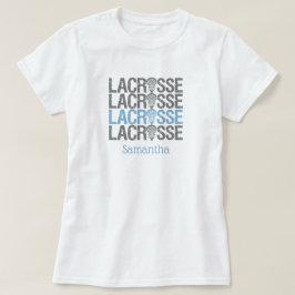 Camiseta Palabra Lacrosse en peligro azul en polvo