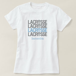 Camiseta Palabra Lacrosse en peligro azul en polvo