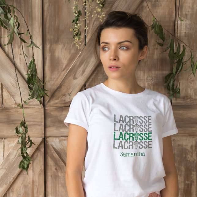 Camiseta Palabra Lacrosse en peligro verde (Subido por el creador)