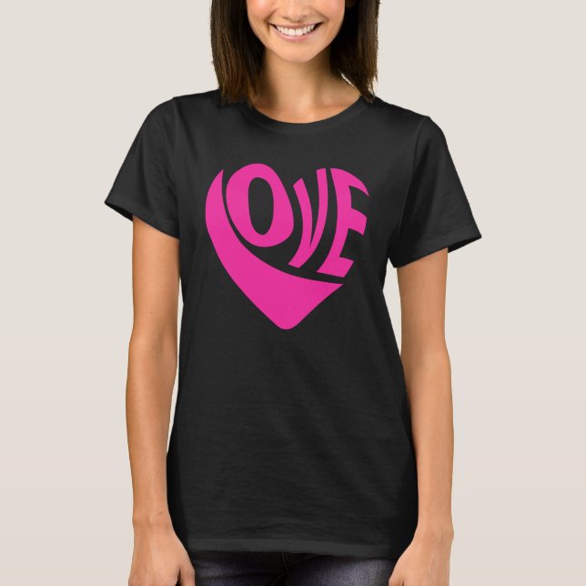 Camiseta Palabra rosa del corazón de amor (Anverso)