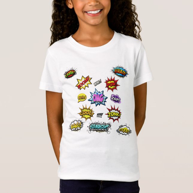 Camiseta Palabras de acción de historietas retro (Anverso)