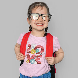 Camiseta Palabras de amor y flores en el arte del papel rea