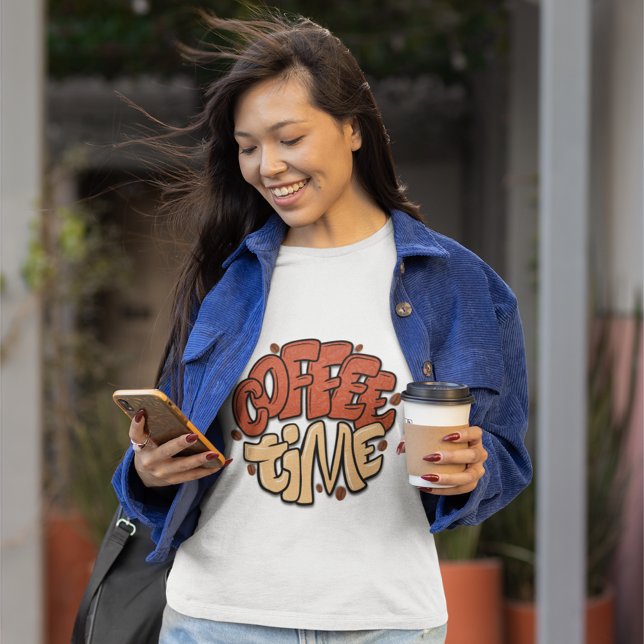 Camiseta Palabras de caligrafía de tiempo de café (Subido por el creador)