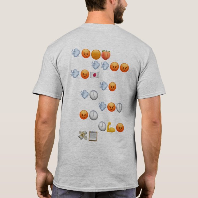 Camiseta Palabras de Emoji gris rápida y furiosa (Reverso)