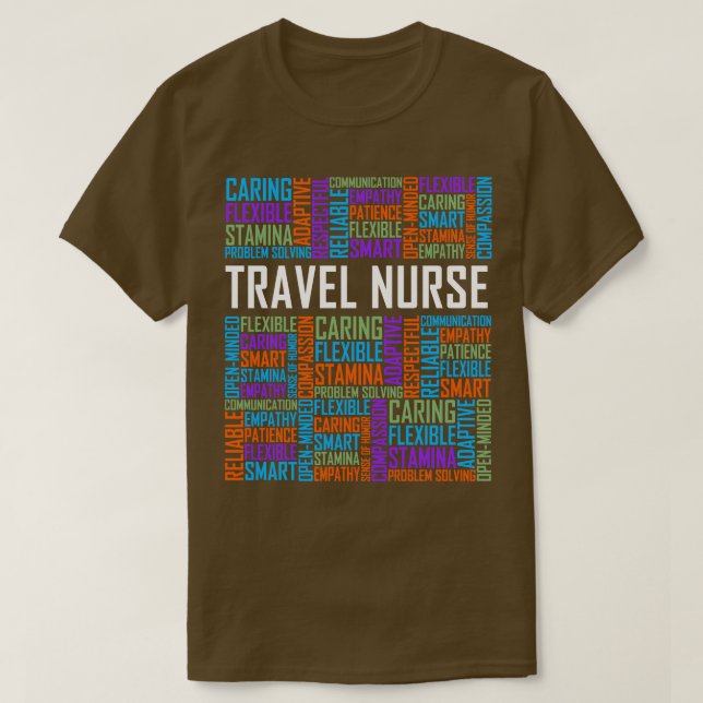 Camiseta Palabras de enfermera de viajes (Diseño del anverso)