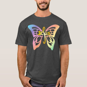 Camiseta Palabras de mariposa cristiana de la cruz de la fe