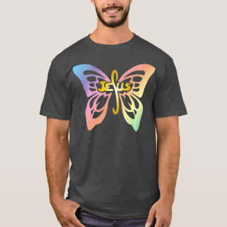 Camiseta Palabras de mariposa cristiana de la cruz de la fe