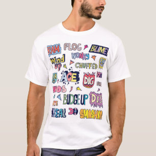 Camiseta Palabras en jerga inglesa, letras en doodle