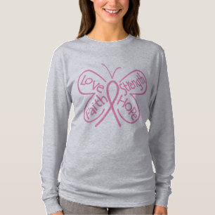 Camiseta Palabras inspiradoras de la mariposa del cáncer de