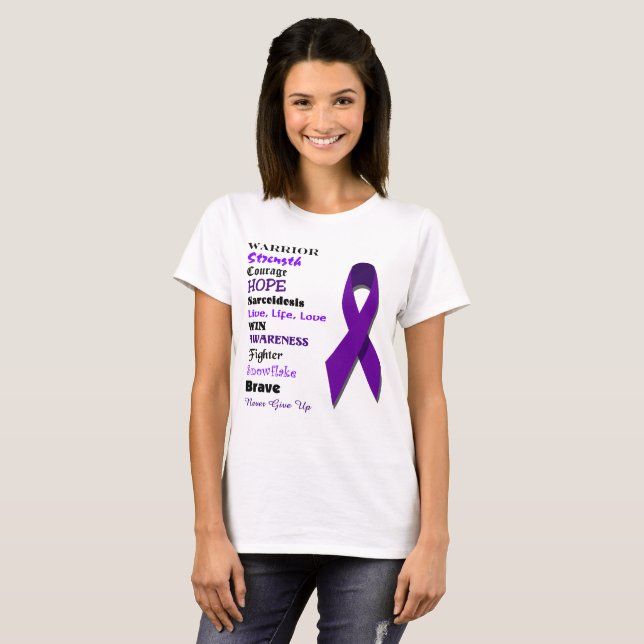 Camiseta Palabras Inspiradoras de Sarcoidosis (Anverso completo)