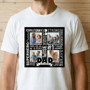 Camiseta Palabras para el Collage de fotos negro del Día de