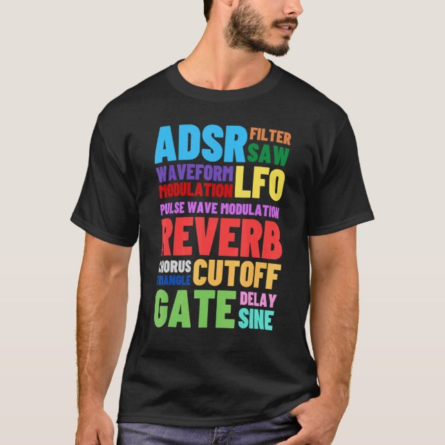 Camiseta Palabras sintetizadoras modulares analógicas Techn (Anverso)