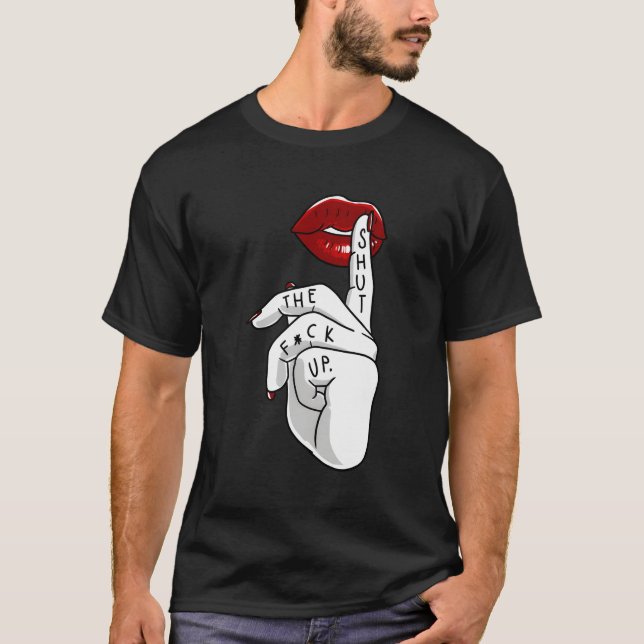 Camiseta Palabras sudorosas de Guay Lips Stfu, diciendo que (Anverso)