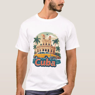 Camiseta Palacio Cubano junto al Mar al Atardecer con Palme