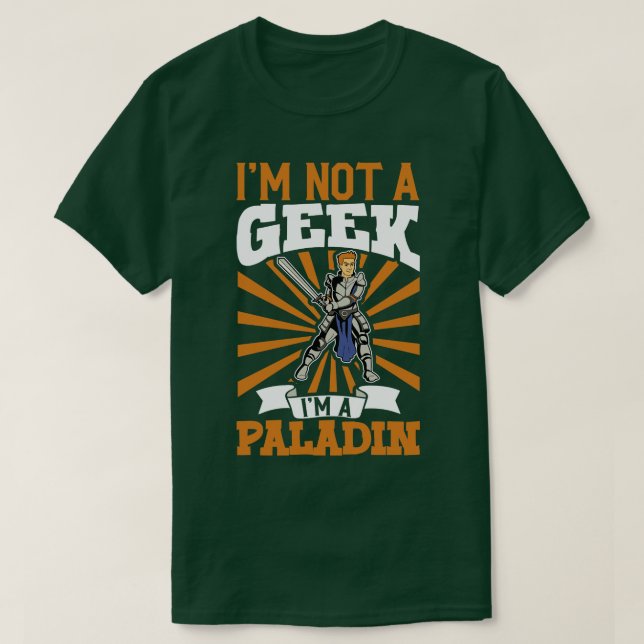 Camiseta Paladín sin carácter geek D20 Roleplay (Diseño del anverso)