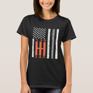 Camiseta Palanca de cambios manual de la bandera estadounid