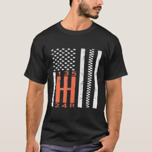 Camiseta Palanca de cambios manual de la bandera estadounid