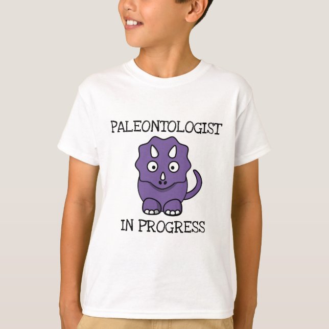 Camiseta Paleontólogo En Curso Triceratops Púrpura Muchacho (Anverso)