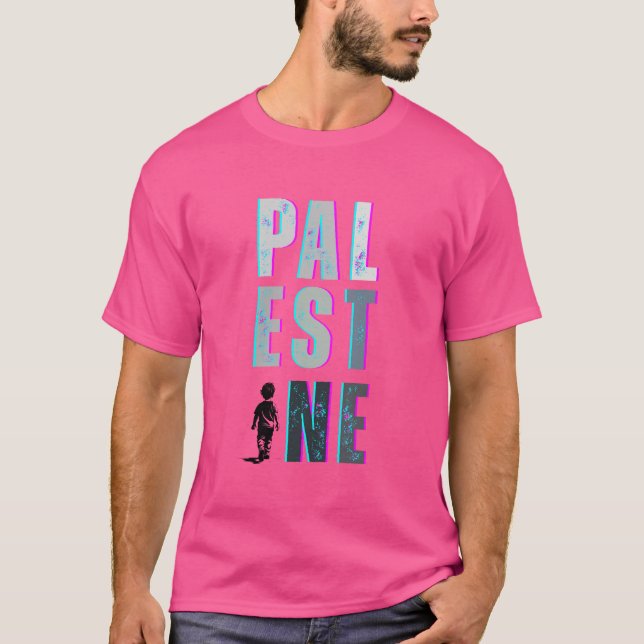Camiseta PALESTINA - Camisa de protesta rosa y de  (Anverso)