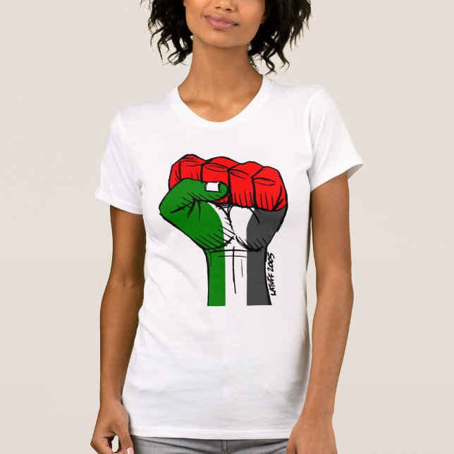Camiseta palestina del puño de Carlos Latuff (Anverso)
