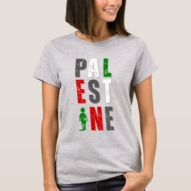 Camiseta PALESTINA Distressed Bold – Colores de la (Anverso)