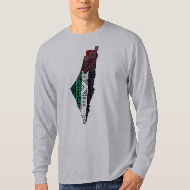 Camiseta Palestina Embroidery tatreez Mapa de la bandera de (Anverso)