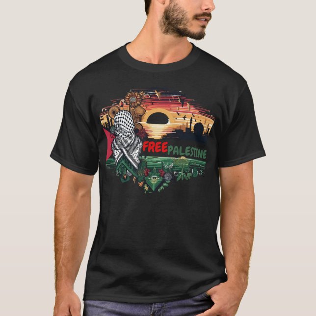 Camiseta Palestina Libre: Apoyen los derechos humanos y la  (Anverso)