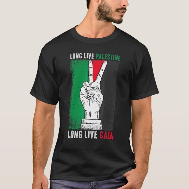 Camiseta Palestina Libre con bandera de Gaza viva con bande (Anverso)