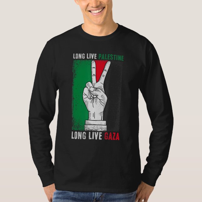 Camiseta Palestina Libre con bandera de Gaza viva con bande (Anverso)