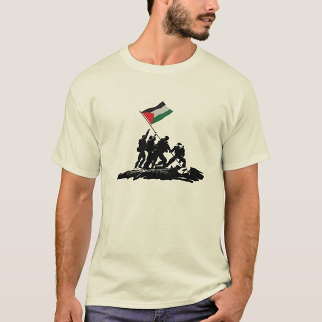 Camiseta Palestina Libre - Gaza / Plantar una bandera (Anverso)