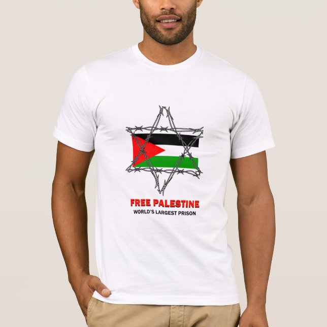 Camiseta PALESTINA LIBRE: La prisión más grande del mundo (Anverso)