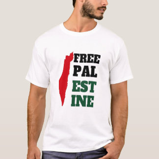 Camiseta Palestina libre, rojo, negro y verde, mapa de Pale