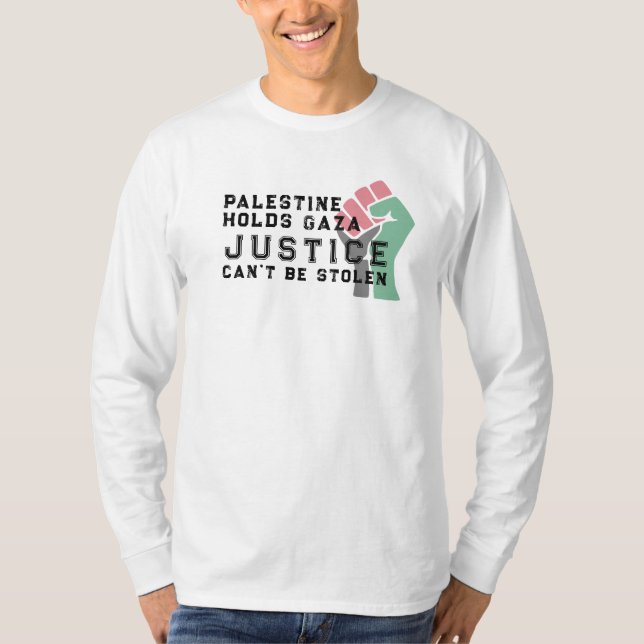 Camiseta Palestina sostiene Gaza - La justicia no será roba (Anverso)