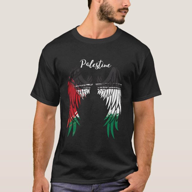 Camiseta Palestine Flag Dad On Back Side Palestinian Angel  (Anverso)