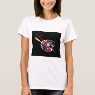 CAMISETA PALETA DE COLOR ARTISTA Y LLAMADAS EN NEGRO