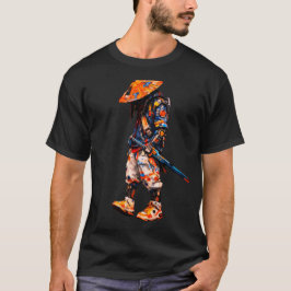 Camiseta Paleta de Cuchillo Ninja Cibernético Naranja Neón