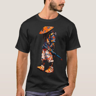 Camiseta Paleta de Cuchillo Ninja Cibernético Naranja Neón