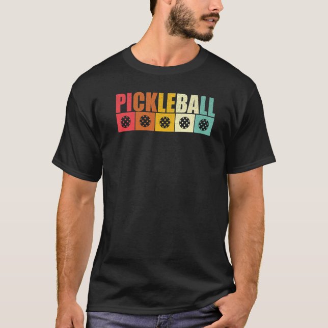 Camiseta paleta de patrón de silueta retro pickleball vinta (Anverso)