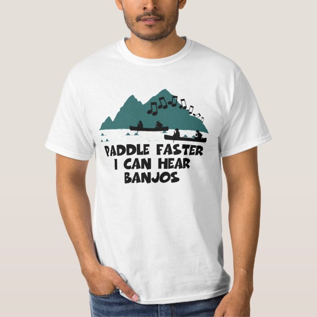 Camiseta Paleta más rápidamente puedo oír los banjos (Anverso)