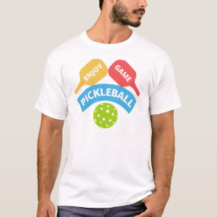 Camiseta Paleta y pelota de Pickleball colorida
