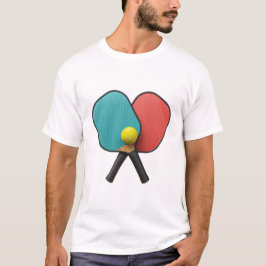 Camiseta Paletas de Pickleball Minimalistas Pelota Amarilla