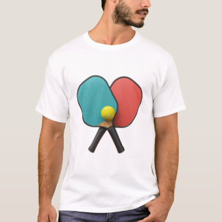 Camiseta Paletas de Pickleball Minimalistas Pelota Amarilla