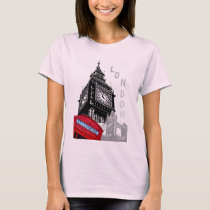 Camiseta Pálido Rosa Big Ben Torre del Reloj Londres Teléfo