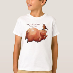 Camiseta Palillo de los amigos verdaderos junto: Cerdo