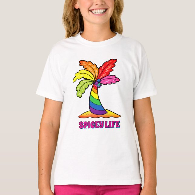 Camiseta Palm arcoiris SPICeY LIFE (Anverso)
