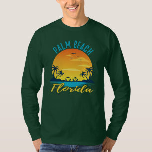 Camiseta Palm Beach Florida Sunset Retro Vacaciones