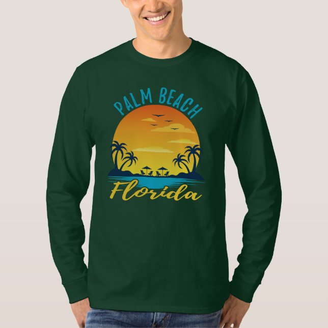Camiseta Palm Beach Florida Sunset Retro Vacaciones (Anverso)