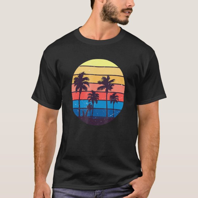 Camiseta Palm de árbol de coco Vacuna Tropical Retro Verano (Anverso)